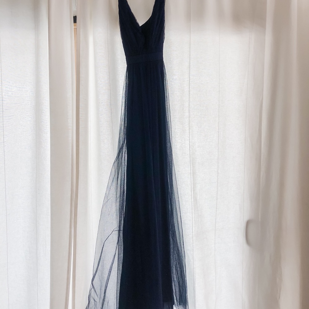 Navy Blue Chiffon Maxi Dress